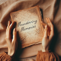 The handwritten letter in 'Meandering Memories', gently cradled by caramel, nostalgic sepia-toned whisper, linen thoughts, transporting them to a simpler, bygone era